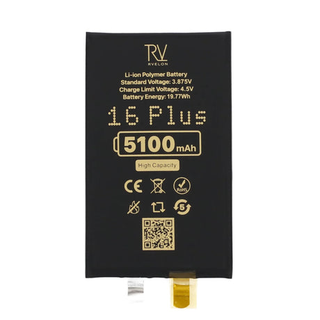 Rvelon Batteri till iPhone 16 Plus 5100mAh utan Flexkabel