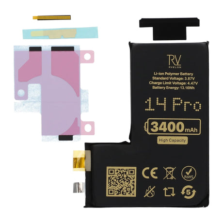 Rvelon Batteri till iPhone 14 Pro 3400mAh utan Flexkabel
