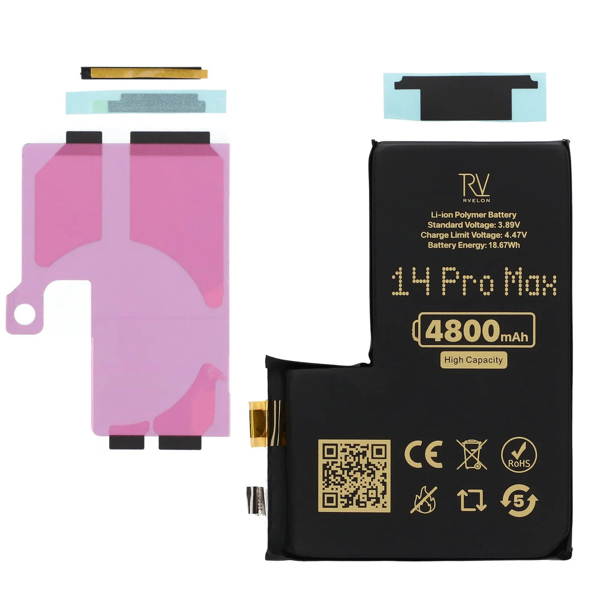Rvelon Batteri till iPhone 14 Pro Max 4800mAh utan Flexkabel