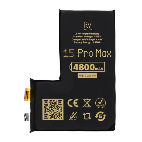 Rvelon Batteri till iPhone 15 Pro Max 4800mAh utan Flexkabel