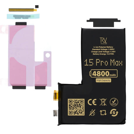Rvelon Batteri till iPhone 15 Pro Max 4800mAh utan Flexkabel