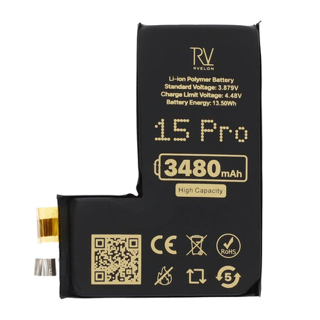 Rvelon Batteri till iPhone 15 Pro 3480mAh utan Flexkabel