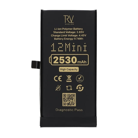 Rvelon Batteri för iPhone 12 Mini - 2530 mAh Högkapacitet