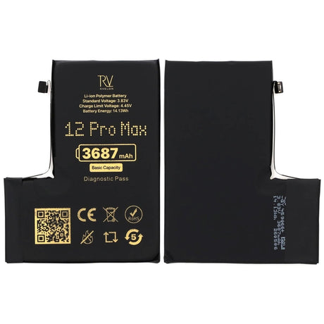 Rvelon Batteri för iPhone 12 Pro Max - 3687 mAh Originalkapacitet