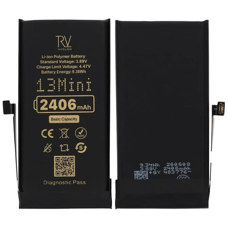 Rvelon Batteri för iPhone 13 Mini - 2406 mAh Originalkapacitet