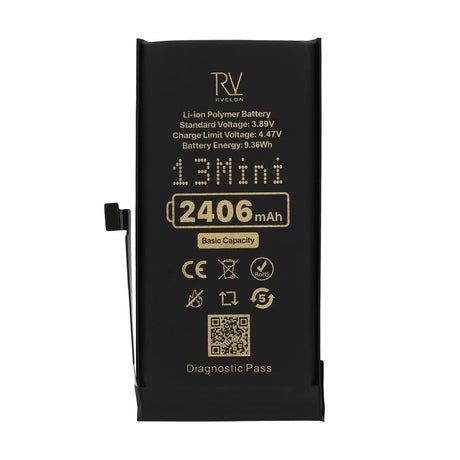 Rvelon Batteri för iPhone 13 Mini - 2406 mAh Originalkapacitet