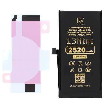 Rvelon Batteri för iPhone 13 Mini - 2520 mAh Högkapacitet