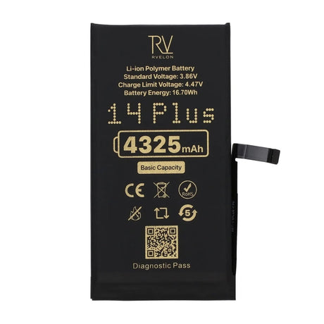Rvelon Batteri för iPhone 14 Plus - 4325 mAh Originalkapacitet