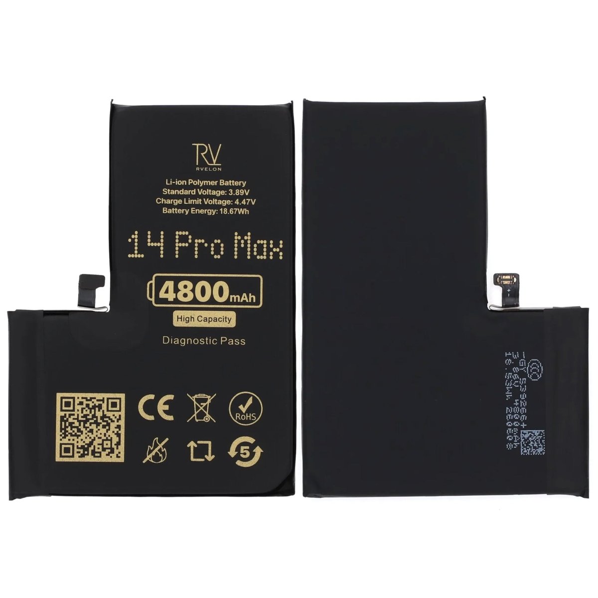 Rvelon Batteri för iPhone 14 Pro Max - 4800 mAh Högkapacitet