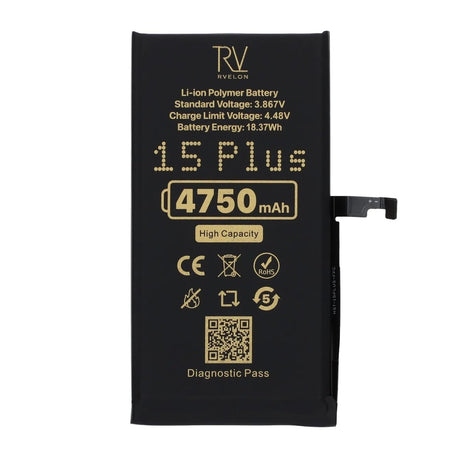 Rvelon Batteri för iPhone 15 Plus - 4750 mAh Högkapacitet