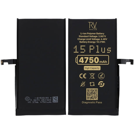 Rvelon Batteri för iPhone 15 Plus - 4750 mAh Högkapacitet