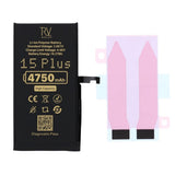 Rvelon Batteri för iPhone 15 Plus - 4750 mAh Högkapacitet