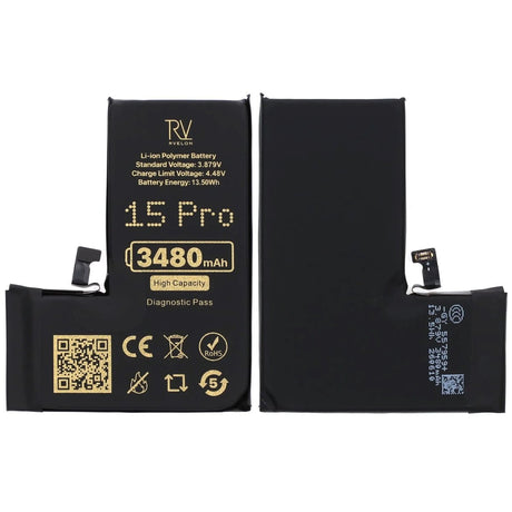 Rvelon Batteri för iPhone 15 Pro - 3480 mAh Högkapacitet