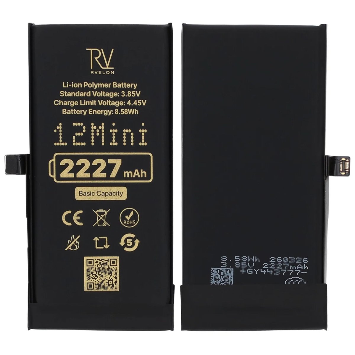 Rvelon Premium Batteri för iPhone 12 Mini - 2227mAh