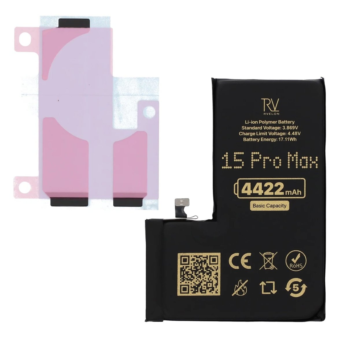 Rvelon Premium Batteri för iPhone 15 Pro Max - 4422mAh