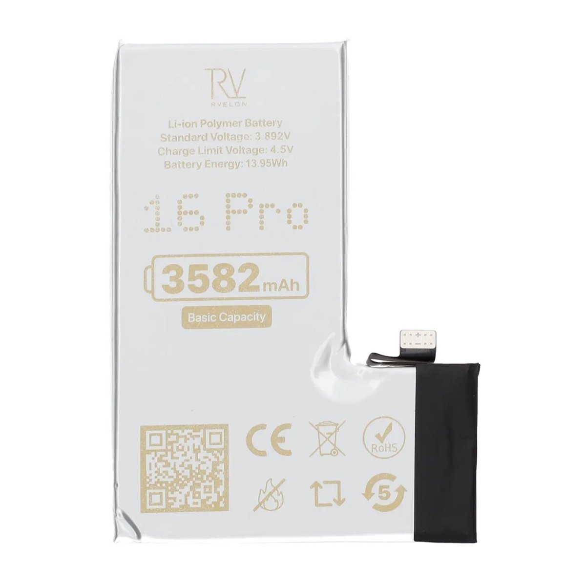 Rvelon Premium Batteri för iPhone 16 Pro - 3582mAh