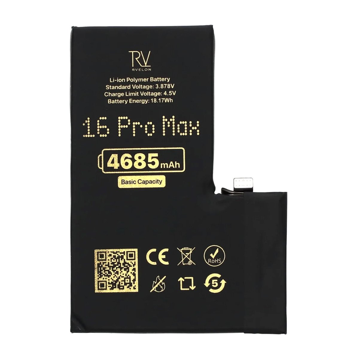 Rvelon Premium Batteri för iPhone 16 Pro Max - 4685 mAh