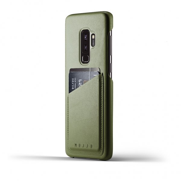 Mujjo Samsung Galaxy S9 Plus Skal Full Leather Wallet Case Olive Green