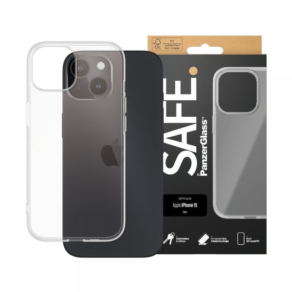 SAFE by PanzerGlass iPhone 15 Skal Soft TPU Case Transparent