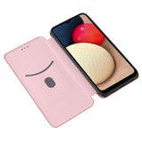 Samsung Galaxy A03s Fodral Kolfibertextur Roseguld