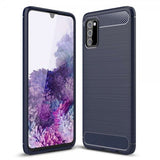 Samsung Galaxy A03s Skal Borstad Kolfibertextur Blå