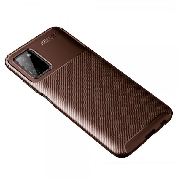 Samsung Galaxy A03s Skal Kolfibertextur Brun