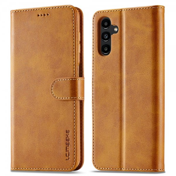 Lc.Imeeke Samsung Galaxy A05s Fodral med Kortfack Stativfunktion Ljusbrun