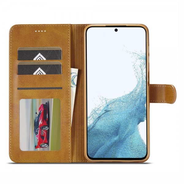 Lc.Imeeke Samsung Galaxy A05s Fodral med Kortfack Stativfunktion Ljusbrun