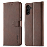 Lc.Imeeke Samsung Galaxy A05s Fodral med Kortfack Stativfunktion Mörkbrun