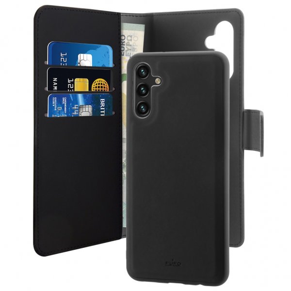 Puro Samsung Galaxy A13 5G/Galaxy A04s Fodral 2 in 1 Wallet Case Löstagbart Skal Svart