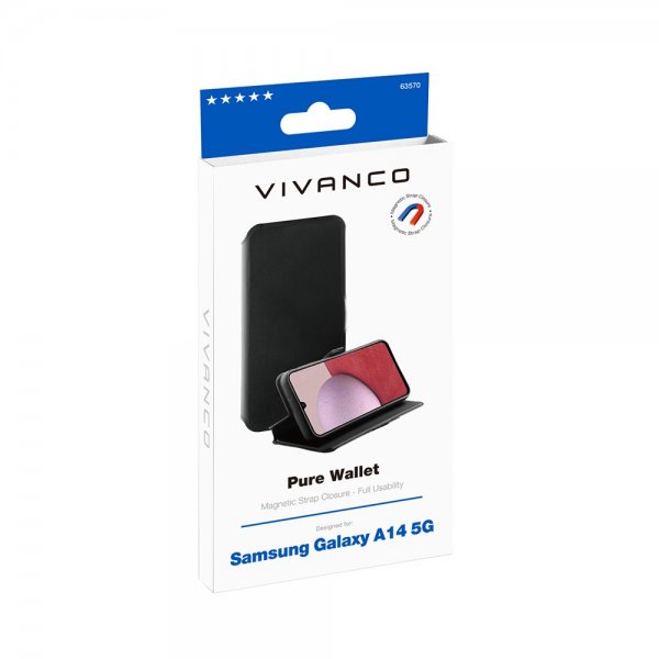 Vivanco Samsung Galaxy A14 Fodral Pure Wallet Svart