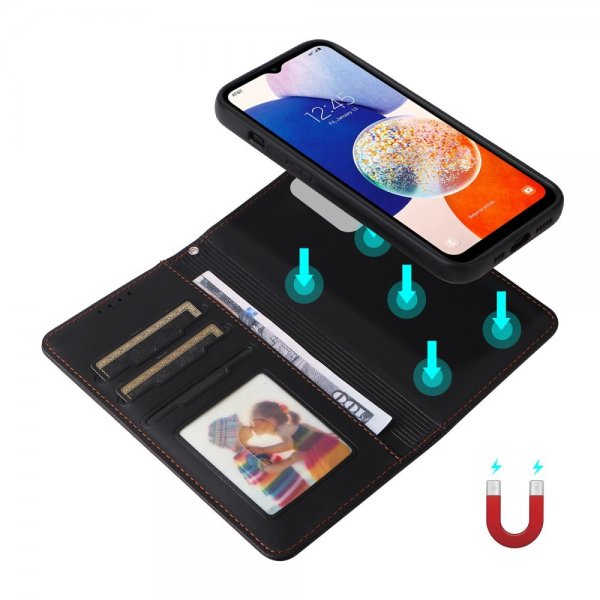 Betopnice Samsung Galaxy A14 Fodral med Löstagbart Skal 005 Svart