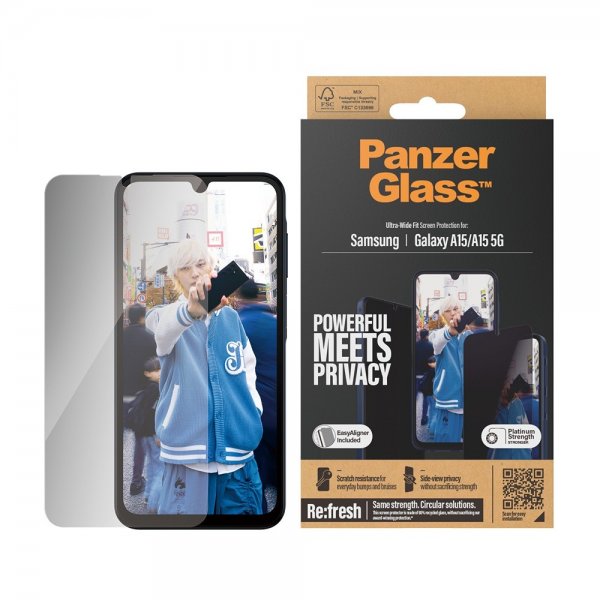 PanzerGlass Samsung Galaxy A15 Skärmskydd Ultra-Wide Fit Privacy EasyAligner