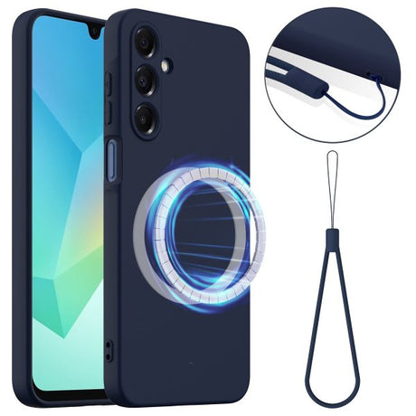 Samsung Galaxy A17 Skal med Strap Silikon MagSafe Mörkblå
