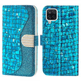 Samsung Galaxy A22 4G Fodral Krokodilmönster Glitter Blå