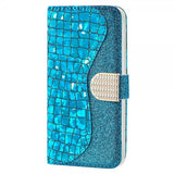 Samsung Galaxy A22 4G Fodral Krokodilmönster Glitter Blå