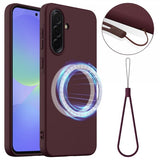 Samsung Galaxy A36/Galaxy A56 Skal med Strap Silikon MagSafe Vinröd