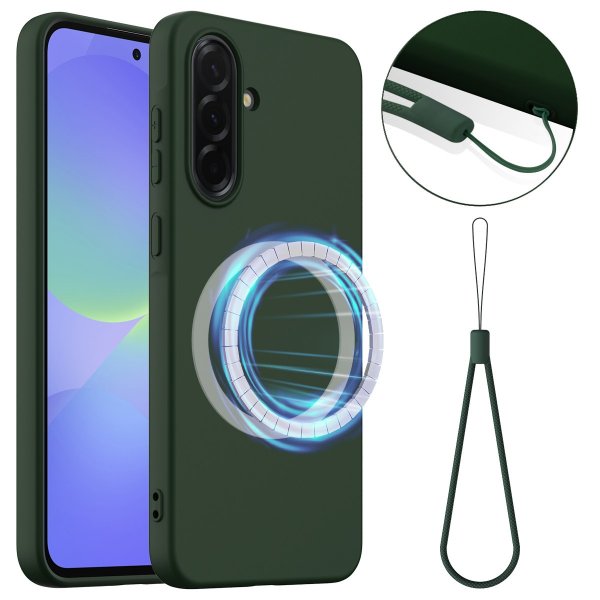 Samsung Galaxy A37 Skal med Strap Silikon MagSafe Grön