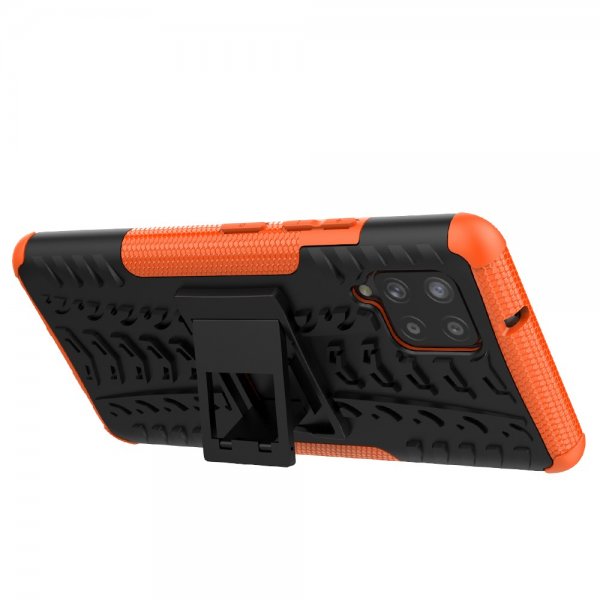 Samsung Galaxy A42 5G Skal Däckmönster Stativfunktion Orange