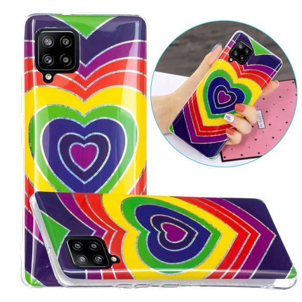 Samsung Galaxy A42 5G Skal Motiv Färgglatt Hjärtmönster