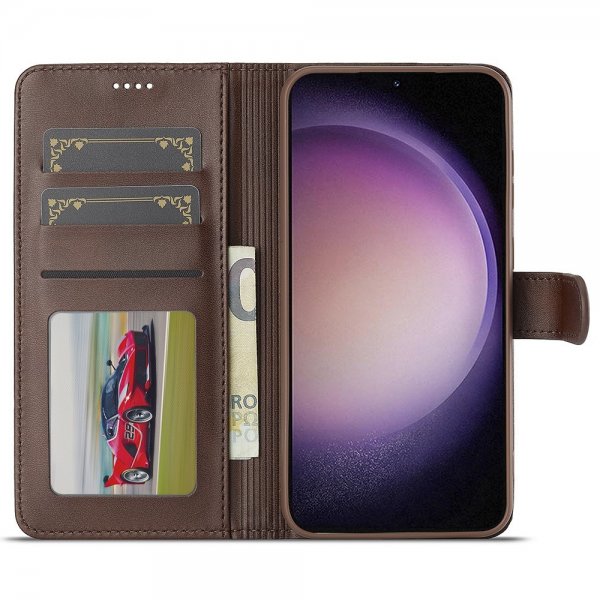 Lc.Imeeke Samsung Galaxy A56 Fodral med Kortfack Stativfunktion Mörkbrun
