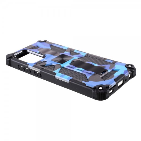 Samsung Galaxy A72 Skal med Metallplatta Stativfunktion Camouflage Blå