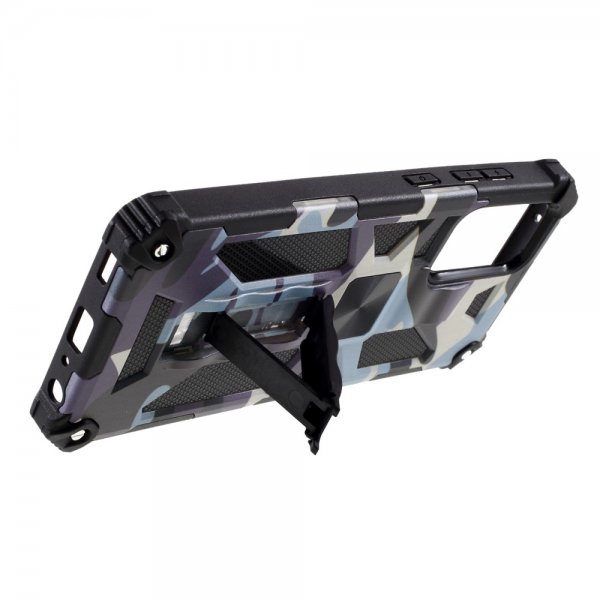 Samsung Galaxy A72 Skal med Metallplatta Stativfunktion Camouflage Navy