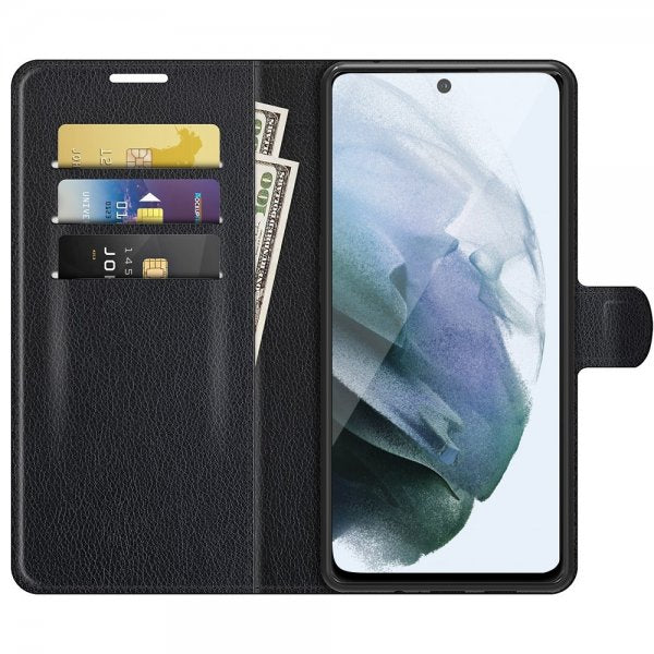 Samsung Galaxy S21 FE Fodral Litchi Svart