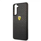 Ferrari Samsung Galaxy S21 FE Skal Real Carbon Metal Logo Svart
