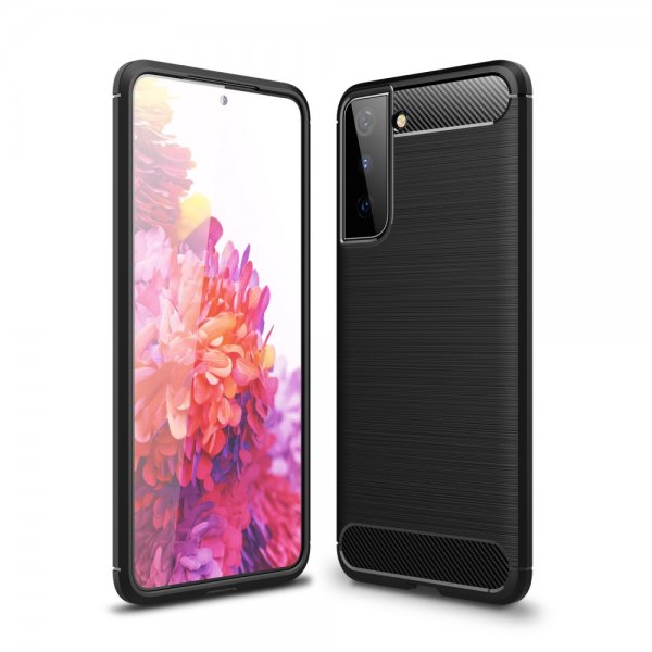 Samsung Galaxy S21 Plus Skal Borstad Kolfibertextur Svart