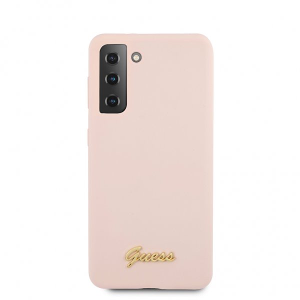 Guess Samsung Galaxy S21 Skal Metal Logo Rosa