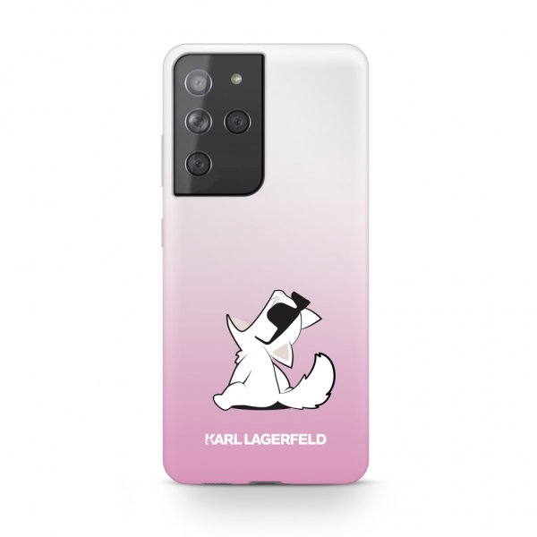 Karl Lagerfeld Samsung Galaxy S21 Ultra Skal Choupette Transparent Rosa