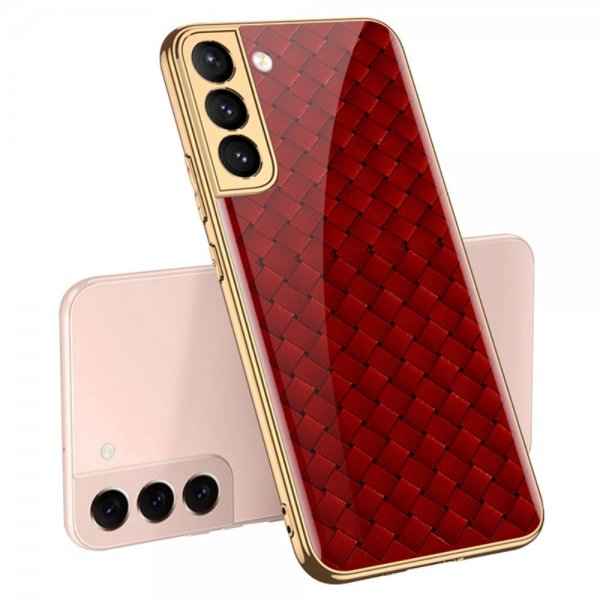 GKK Samsung Galaxy S22 Plus Skal Motiv Röd Vävtextur