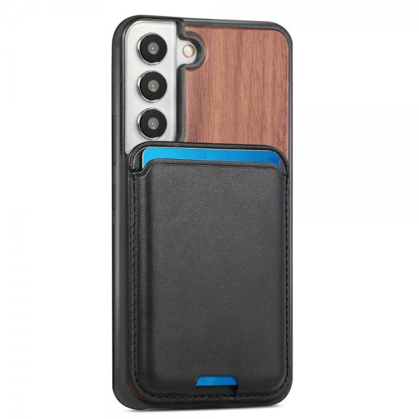 Samsung Galaxy S22 Plus Skal Trä Löstagbar Korthållare Walnut